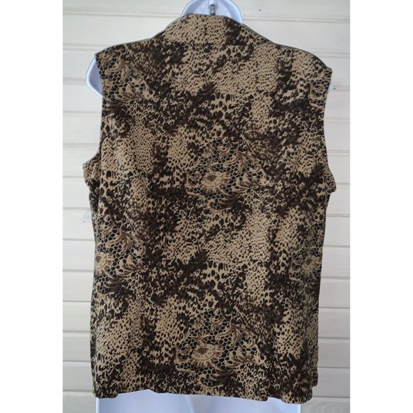 Nygard Collection Sz 14 Brown Leopard Silk Blend Button Front Blouse Collar EUC - Picture 6 of 8